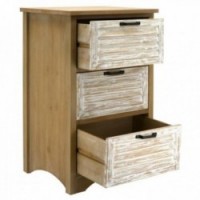 Cassettiera in legno vecchio legno e cospartimento di 3 cassetti stile chic - Armadio di stoccaggio vintage e artigianale con fa