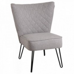 Grauer Polyester-Stoff-Design-Sessel und schwarze Metall-Pin für modernes und trendiges Wohnzimmer