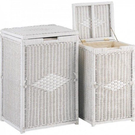 Series 2 of white lacquered rattan laundry baskets