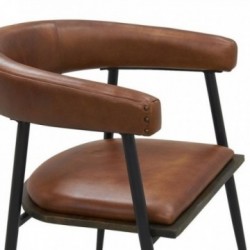 Sessel mit Ledersitz, Rückenlehne und Armlehnen, Metallfüße