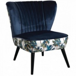 Sillón de la sala de estar de terciopelo Noche azul y algodón Patrón de selva | Sentado interior cómodo y elegante