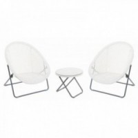 Garden furniture in white polyresin 2 armchairs + 1 table