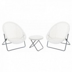 White polyresin garden furniture 2 armchairs + 1 table