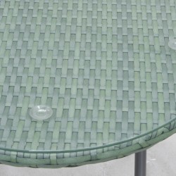 Green Polyresin Garden Furniture 2 Armchairs + 1 Table