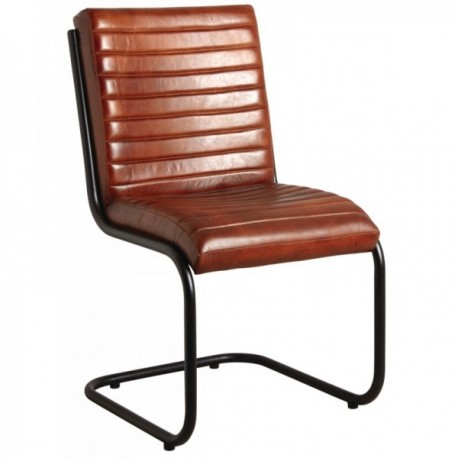 Buffalo leather and metal chair