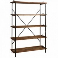 Niveles de madera y estante de metal industriales 5 - Muebles de almacenamiento de diseño sólido para sala de estar, cocina y of