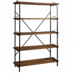 Industrial Wood og Metal Hylde 5 niveauer - Solid Design Storage Møbler til stue, Køkken og Kontor