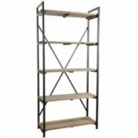 Półka czarna metalowa i drewno 5 tabletek