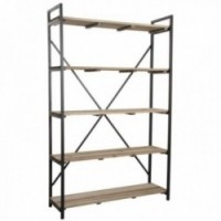 Półka czarna metalowa i drewniana 5 tac