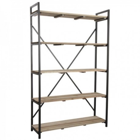 Black metal and wood shelf with 5 shelves