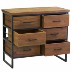 Chest of drawers in recycled wood 6 drawers