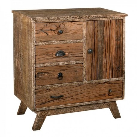 Chest of drawers in recycled wood and metal