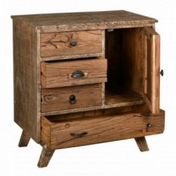 Chest of drawers in recycled wood and metal