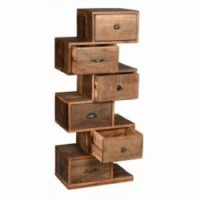 Commode Zig Zag en Bois Recyclé Artisanale - Meuble de Rangement Unique avec Poignées en Métal