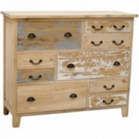 Chest of 9 drawers in Mindi multicolored blue-grey and white