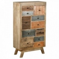 Massive mango dresser 11 asymmetrical drawers – Storage cabinet mosaic style and chic ethnic design
