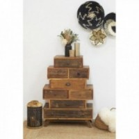 Commode 8 Tiroirs en Bois Recyclé et Métal | Meuble de Rangement Poignées Métal Industriel