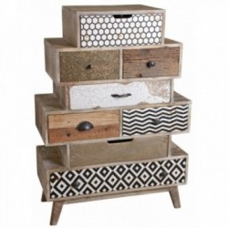 Dresser Design Zig-Zag i Mango | Möbler 8 lådor snidad hand och tryckt grafikmetall