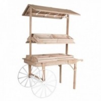 4-season wooden cart display 8 storage compartments