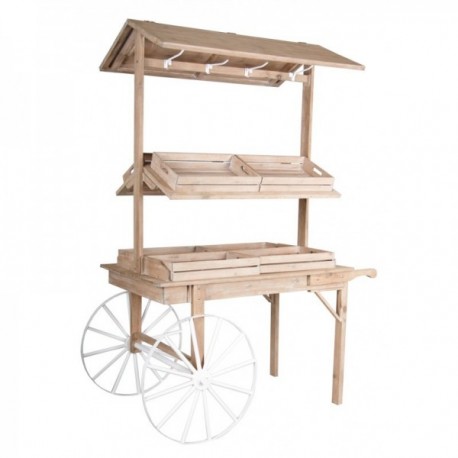 4-season wooden cart display 8 storage compartments