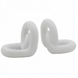 Set of 2 white resin bookends