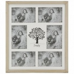 Stor væghængt fotoramme i træ og glas til 6 billeder 10 x 15 cm