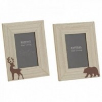 Photo frame in medium and metal decor