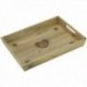 Bandeja de servicio de madera COEUR Decoración | Bandeja rectangular de comida con 2 asas de estilo de chalet rústico