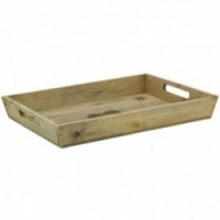 Bandeja de servicio de madera COEUR Decoración | Bandeja rectangular de comida con 2 asas de estilo de chalet rústico
