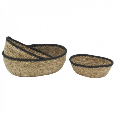 Serie de 3 cestas ovaladas en junco natural