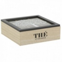 Tea Box 9 Träfack Tinged Tree of Life | Stor förvaringsskåp för tepåsar