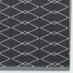 Outdoor garden rug in black polypropylene with Diamond pattern