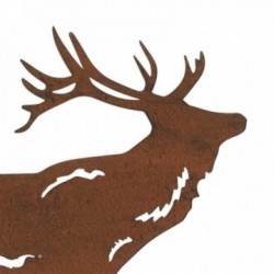 Decoración de pared de metal envejecida Cerf | Mesa de metal silueta bosque diseño rústico