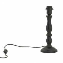 Black stained wooden lamp foot without lampshade, foot lamp