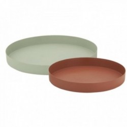 Set of 2 round metal trays...