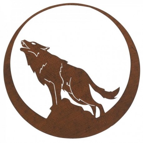 Wolf Metal Wall Decoration Ø 48 cm | Industriell stil runda bord och väggkonst skulpturer
