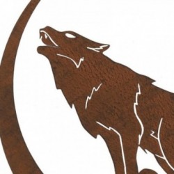 Decoração de parede de metal de lobo Ø 48 cm | Mesa redonda do estilo industrial e esculturas da arte da parede