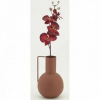 Terracotta metal vase with handle