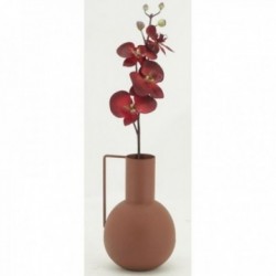 Vase en métal couleur terracotta avec poignée