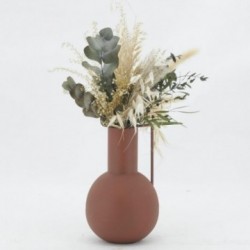 Terracotta metal vase with handle