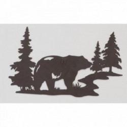 Mural Decoration Old Metal Bear: Wall Sculpture Silhouette Animals of the Chic Forest for Living Rooms and Chalet