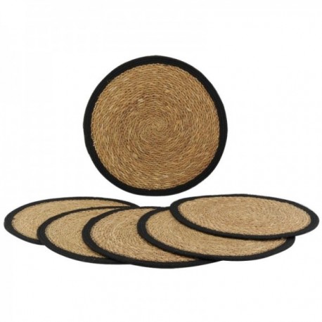 Round natural rush placemats x6
