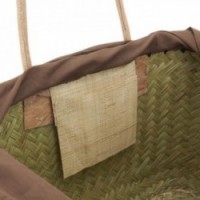 Sac en jonc teinté avec poignées et coins cuirs