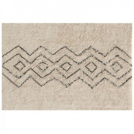 Bedside rug in natural and black cotton 60 x 90