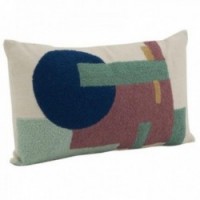 Rectangular cotton cushion with removable cover 30x50cm