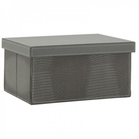 Foldable box with lid in gray lizard polyurethane