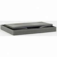 Foldable box with lid in gray lizard polyurethane