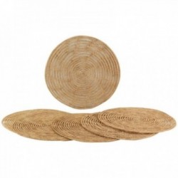 Ronde placemats in naturel palmboom x6