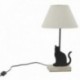 Nachttischlampe, um Metallkatze und Holz zu posieren