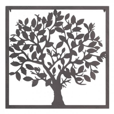 Decoración de la pared Árbol de la vida en negro Metal: Chic y moderna escultura de arte de metal para sala de estar y dormitori